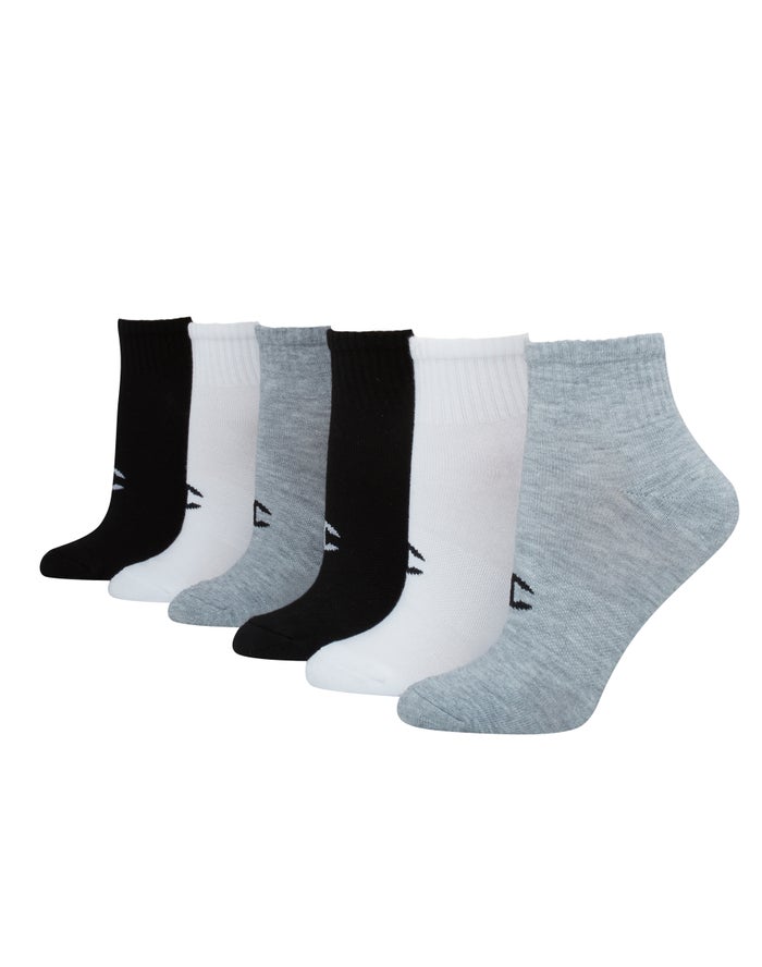 Champion Womens Socks NZ - Performance Ankle 6-Pairs Black/White/Grey ( 5160-LBYQC )